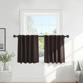 PONY DANCE Short Curtains for Bathroom Window, Small Half Drapes for Kitchen Windows, Energy Saving Curtain Tiers for Basement, 29W x 30L, Brown, 2 Pieces