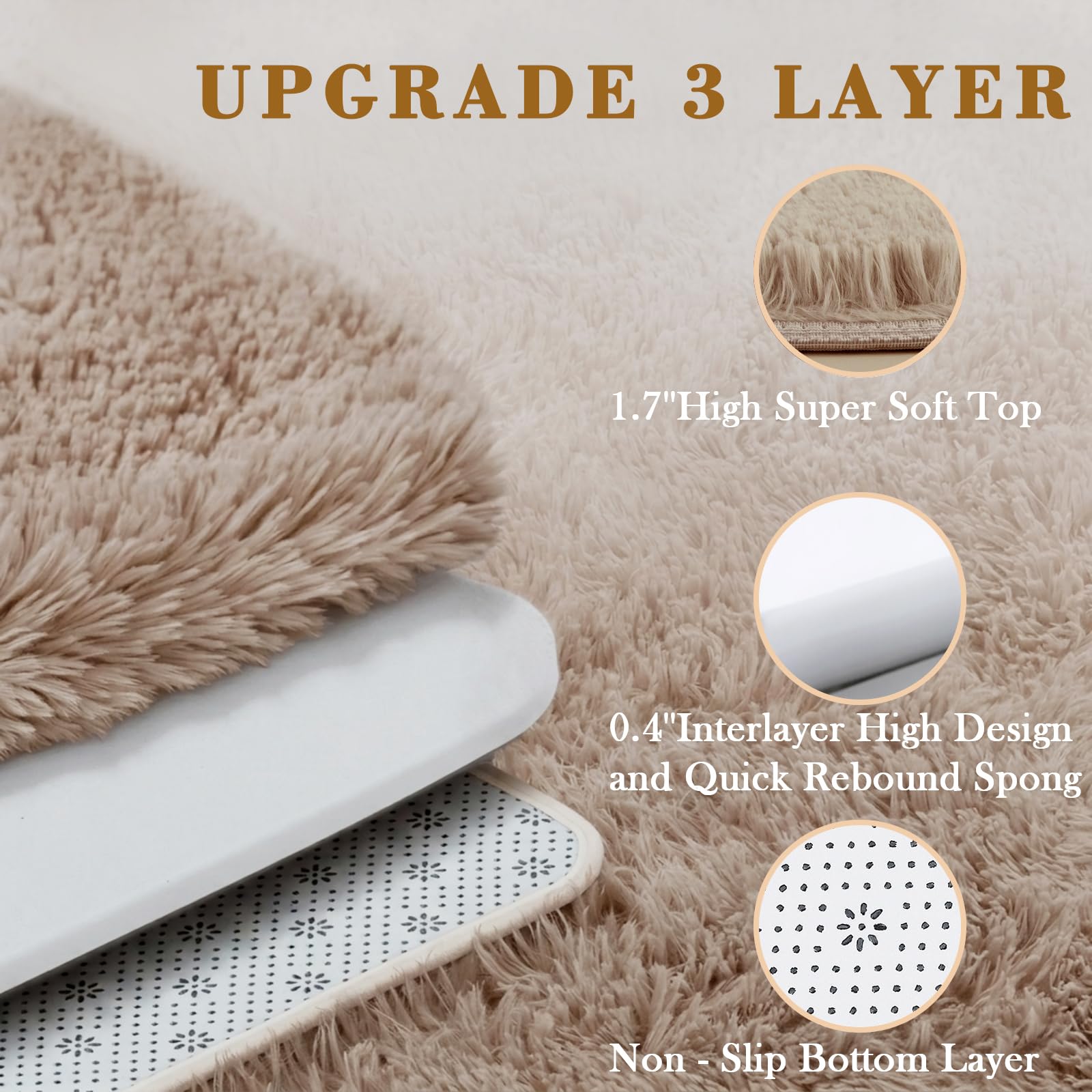Area Rugs10x14 for Living Room,Beige Large Shaggy Carpet Plush Furry Rug