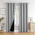 ChrisDowa 100% Blackout Curtains 102 inch Long for Bedroom with Black Liner, 2 Thick Layers Total Blackout Thermal Insulated Grommet Window Curtains 2 Panels Set (Light Grey, 52 x 102 Inch)