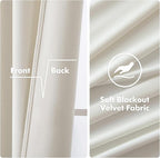 MIULEE Velvet Off White Elegant Grommet Curtains - Thermal Insulated Soundproof Room Darkening Black Out Curtains/Drapes for Classical Living Room Bedroom Decor - 52 x 108 Inch Set of 2