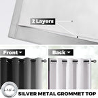 Yakamok 100% Blackout Curtains 84 Inch Length 2 Layers,Black Curtains for Bedroom Ombre Room Darkening Grommet Gradient Drapes, Light Blocking Thermal Insulated Window Curtains for Living Room