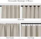 PONY DANCE Blackout Short Cafe Curtains, Privacy Light Block Small Window Curtains for Bedroom Kitchen Basement Dining Classroom, W 29 x L 36 inches, Cream, 2 Panels