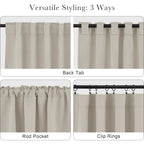 PONY DANCE Blackout Short Cafe Curtains, Privacy Light Block Small Window Curtains for Bedroom Kitchen Basement Dining Classroom, W 29 x L 36 inches, Cream, 2 Panels