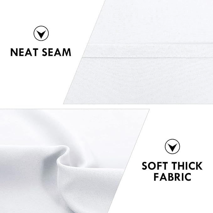 DWCN White Room Darkening Curtains for Bedroom, 60 x 84 inches Long - Energy Saving Privacy Window Drapes, Set of 2 Rod Pocket Curtain Panels