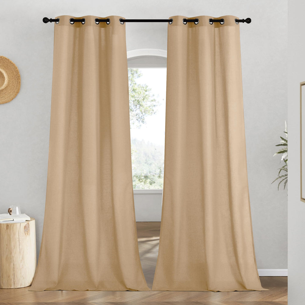 NICETOWN Linen Burlap Window Curtains 84 inches Long, Grommet Thick Linen Blend Window Treatments Privacy Assured with Light Filtering for Bedroom/Living Room, W42 x L84