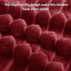 HIMEET Deep Red Ribbed Twin Blanket for Bed - 300GSM Lightweight Soft Fleece Blanket for Men Women, Blankets Graduation Birthday Gifts, Striped Spring Home School Dorm Decor, Deep Red, 60x80 Inches