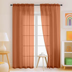 Orange Sheer Curtains 90 Inches Long 2 Panels, Light Filtering Solid Sheer Curtains for Bedroom Living Room, Lightweight Soft Airy Window Voile Sheer Drapes, Dual Rod Pocket, 2x42Wx90L Inches