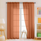 Ebesto Orange Sheer Curtains 84 Inches Long 2 Panels, Elegant Airy Transparent Light Filtering Window Curtains, Window Drapes for Living Room Bedroom, Top Dual Rod Pocket Design, 2x42Wx84L Inches