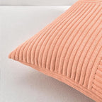 Fancy Homi 2 Packs Peach Samll Decorative Throw Pillow Covers 12x12 Inch with for Couch Bed Sofa, Rustic Farmhouse Boho Home Decor, Soft Corss Patchwork Corduroy Cute Square Cushion Case 30x30 cm