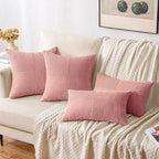MIULEE Blush Pink Decorative Throw Pillow Covers 18x18 Inch for Couch Bed Sofa Valentines Day Pack of 2 Boho Farmhouse Throw Pillows Soft Cross Corduroy Patchwork Textured Cushion Cases