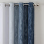 Navy Blue and Greyish White Blackout Curtains for Living Room 90 Inch Long