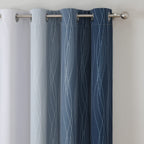 Navy Blue and Greyish White Blackout Curtains for Kitchen 36 Inch Length