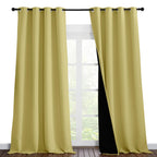 NICETOWN Total Shade Curtains and Draperies, Heavy-Duty Full Light Shading Drapes with Black Liner Backing for Villa/Hall/Dorm Window（Paler Yellow, Package of 2 Panels, 55 inches Wide x 96 inches Long