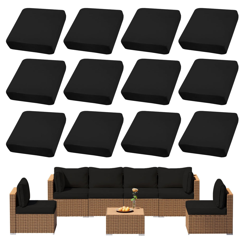 DREAHOTEXTIL 8Pcs Outdoor Cushion Covers, Elastic Patio Cushion Covers