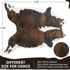 AROGAN Western Decor Faux Fur Cowhide Rug, 4.6x5.2 Feet Premium Animal Skin Cow Hide Rug, Sturdy Cow Print Rugs for Wall Decor, Western Floor Carpet for Bedroom Living Room, Black and Brown