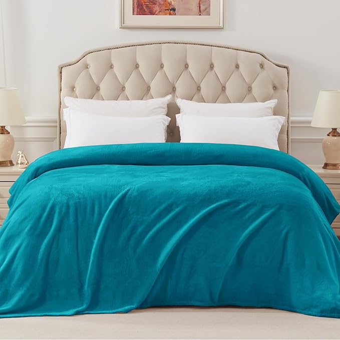 Exclusivo Mezcla Fleece Blanket King Size for Bed, Super Soft and Warm, All Season, Cozy, Plush, Lightweight, 90x104 Inches, Teal