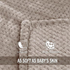 Exclusivo Mezcla Fleece Bed Blanket Twin Size, Super Soft and Warm Blankets for Couch, Sofa and Bed Waffle Textured, Cozy, Fuzzy and Lightweight (Tan, 90x66 Inches)