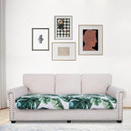 hyha Printed Couch Cushion Covers, Floral Sofa Covers Washable for 3 Cushion Couch, Stretch Pattern Outdoor Cushion Covers for Patio Furniture with Elastic Bottom(Large, Monstera Deliciosa)