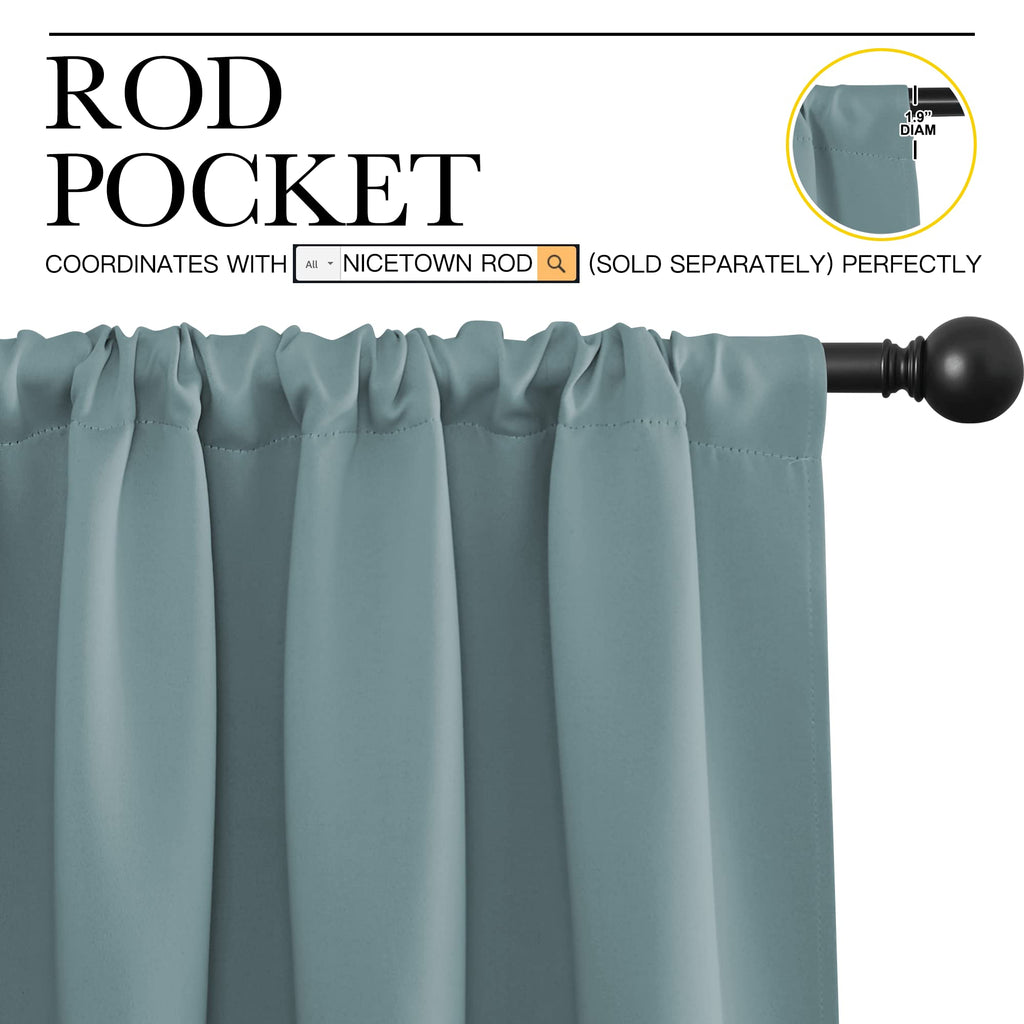 NICETOWN RV Blackout Curtains for Camper Windows, Greyish Blue, 29" Wide by 40" Long, 2 PCs, Short Blackout Curtains & Drapes, Thermal Insulated Blackout Curtain Panels for Kids Room, Play Room