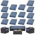 DREAHOTEXTIL 14Pcs Outdoor Cushion Covers, Patio Cushion Covers,Stretch Elastic Slipcovers, Replacement Washable & Reusable Furniture Protector for Patio Couch (Gray-Blue,Cover Only)