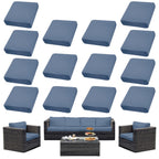 DREAHOTEXTIL 14Pcs Outdoor Cushion Covers, Patio Cushion Covers,Stretch Elastic Slipcovers, Replacement Washable & Reusable Furniture Protector for Patio Couch (Gray-Blue,Cover Only)