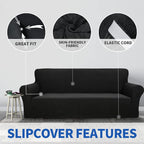 ZNSAYOTX 1 Piece Jacquard Couch Covers for 3 Cushion Couch High Stretch Sofa Cover for Pets Dogs Anti Slip Extra Large Sofa Slipcovers Furniture Protector (XL Sofa, Black)