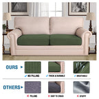 H.VERSAILTEX Super Stretch Individual Seat Cushion Covers Sofa Covers Couch Cushion Covers Slipcover Sets Thick Jacquard Textured Twill Fabric (2 Piece Large Sofa Cushion Covers, Bronze Green)