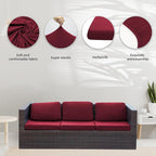 8Pcs Stretch Patio Cushion Covers,Outdoor Couch Covers Replacement,Outdoor Couch & Sofa Slipcovers,for Patio Furniture Cushion Covers,Washable Reusable urniture Protector (Wine Red,Cover Only)