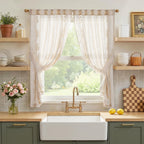 jinchan Floral Linen Curtains 84 Inch Farmhouse Back Tab 2 Panels