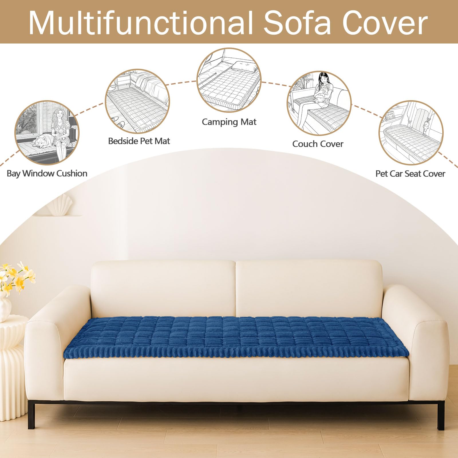 hyha Couch Cover for Dogs, Washable Non Slip Plush Flannel Sofa Protector