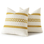 MIULEE Set of 2 Mustard Yellow Boho Decorative Pillow Covers 20x20 Inch