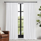 RYB HOME Pure White Velvet Curtains 90 inches for Bedroom - Luxury Light Reducing Vertical Drapes Simple Home Decoration for Sliding Door Living Room, W52 x L90, 2 Pieces