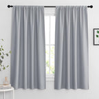 RYB HOME Blackout Curtains for Bedroom Living Room 63 inches Long, Thermal Insulated Privacy Rod Pocket Drapes for Nursery Office Home Theater, Width 42 by Length 63, Silver Grey, 2 Panels