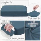 Newwiee Set of 4 Stretch Patio Cushion Covers Sofa Couch Seat Chair Slipcovers Cushion Cover Replacement Furniture Protector for Pets Washable(Dusty Blue,Seat Cover,Solid)