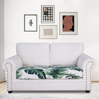 hyha Printed Couch Cushion Covers, Floral Sofa Covers Washable for 2 Cushion Couch, Stretch Pattern Outdoor Cushion Covers for Patio Furniture with Elastic Bottom(Medium, Monstera Deliciosa)