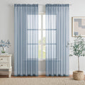 MIULEE Dusty Blue Sheer Curtains 54 X 90 Inches, 2 Panels