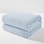 Exclusivo Mezcla Soft Waffle Fleece Bed Blanket King Size, Heather Blue