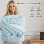 Exclusivo Mezcla Fleece Throw Blanket for Couch,Super Soft and Warm Lightweight Checkered Pattern Blankets for All Seasons, 50x60 Inches, Light Blue