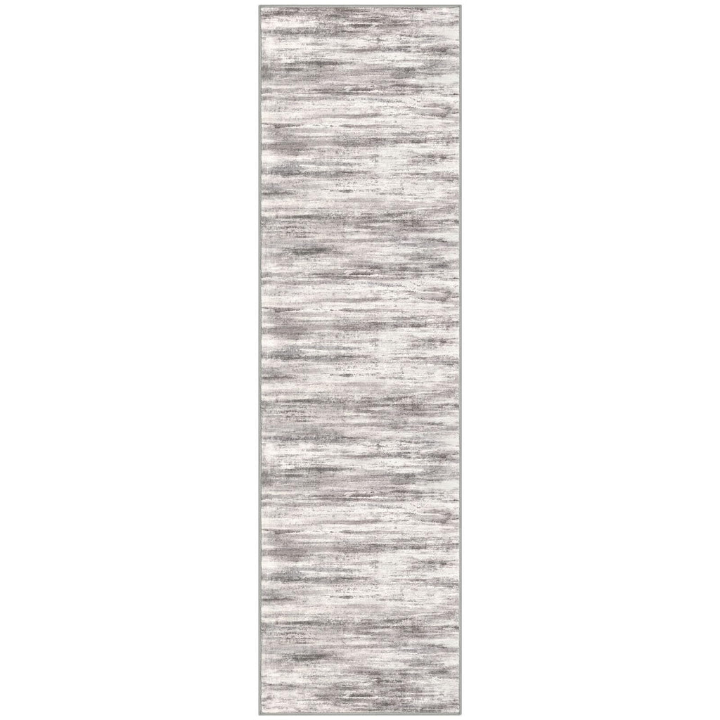 KOZYFLY 3x10 Ft Rug Modern Ombre Runner Rug for Hallway, Washable Kitchen Rugs Non-Slip Soft Striped Entryway Rug, Print Grey/Light Beige/Brown Abstract Carpet for Laundry Nursery