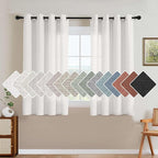 H.VERSAILTEX Elegant Natural Linen Semi Sheer Blended Energy Efficient Light Filtering Linen Textured Curtains/Nickel Grommet Window Treatments Panels/Drapes (Set of 2, Heathered White, 52" x 45")