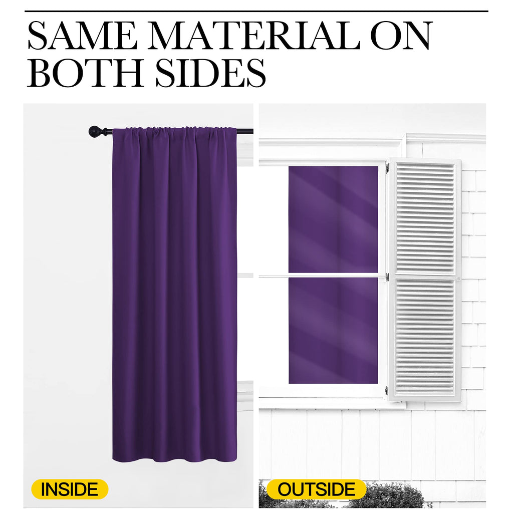 NICETOWN Blackout Curtains for Living Room - Triple Weave Home Decoration Thermal Insulated Solid Rod Pocket Blackout Drapes for Bedroom(Set of 2, 42 x 72 Inch, Royal Purple)