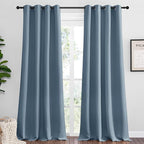 NICETOWN Smoky Blue Blackout Curtains 120 inches Length for Living Room, 2 Panels, 55" Wide, Thermal Insulated Long Drapes for Large Window
