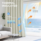 Joydeco Blackout Curtains for Bedroom - 63 Inch Long 100% Light Blocking 2 Panels Light Beige Drapes, Thermal Insulated Room Darkening Curtains, Linen Textured for Living Room, Rod Pocket & Back Tabs