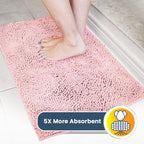 Muddy Mat® | Super Absorbent Door Mat Indoor, Microfiber Quick Dry Chenille Entryway Rug, Non-Slip Front Door Mat, Indoor Mats for Entryway, Machine Washable Pet Rug, Light Pink 24" x 120"