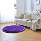 duduta Purple Faux Sheepskin Round Rug 4x4 ft, Fluffy Shag Fur Bedroom Nursery Kids Playroom Rug Dorm Decor Non Slip Washable