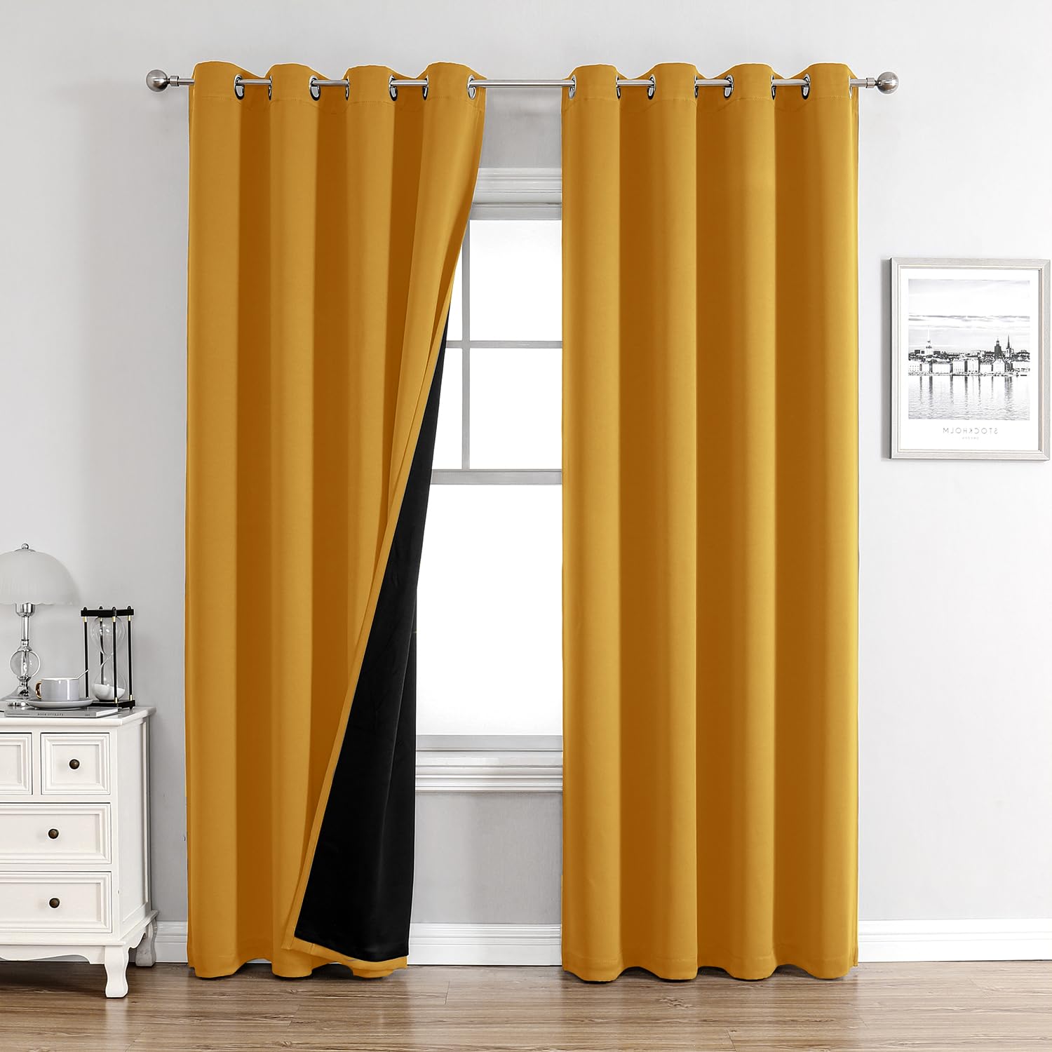 ChrisDowa 100% Blackout Curtains for Bedroom 80 Inches Long 2 Panels Set