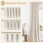 Guken 100% Blackout Linen Curtains 96 Inch Length 2 Panels Set for Living Room Bedroom Back Tab Thermal Insulated Black Out Drapes Room Darkening Farmhouse Style for Bedroom Window Curtains 40 Wide