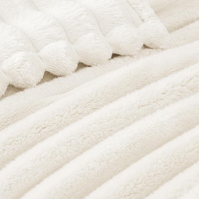 Exclusivo Mezcla Striped Fleece Throw Blanket for Couch, Sofa, Bed, 50"x60"