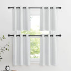 NICETOWN Farmhouse Blackout Small Curtains - Thermal Insulated Grommet Curtain Valances Room Darkening for Kitchen Window Treatments Home Decor, 34" Wide x 30" Long, 1 Pair, Greyish White