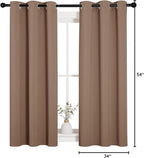 NICETOWN Window Draperies Room Darkening Curtain Panels, Window Treatment Thermal Insulated Solid Grommet Drapes for Bedroom (One Pair, 34 by 54 inches, Cappuccino)